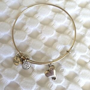 Alex and Ani Silver Heart Charm Bangle Bracelet